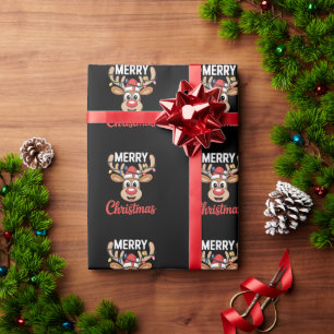Merry Christmas Cute Reindeer Family Holiday Xmas Wrapping Paper