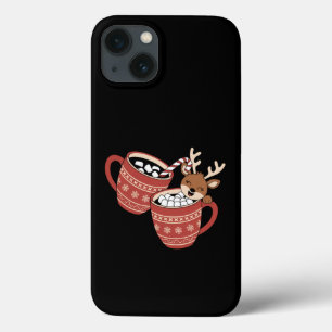 Merry Christmas Cute Reindeer Family Xmas Coffee iPhone 13 Case