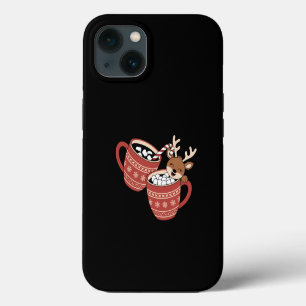 Merry Christmas Cute Reindeer Family Xmas Coffee iPhone 13 Case