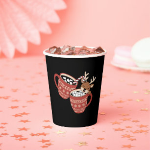 Merry Christmas Cute Reindeer Family Xmas Coffee Paper Cups