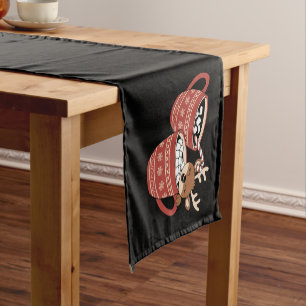 Merry Christmas Cute Reindeer Family Xmas Coffee Short Table Runner