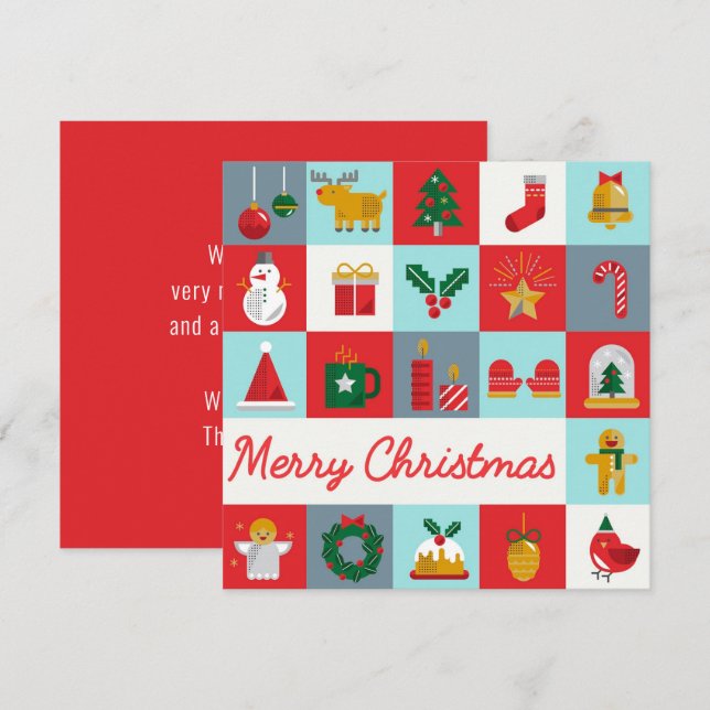 Merry Christmas Cute Retro Winter Christmas Icons (Front/Back)