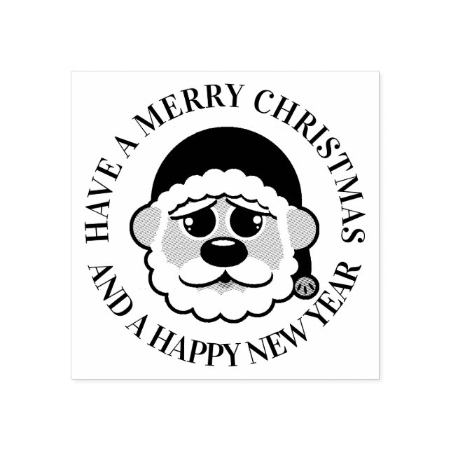 Merry Christmas Cute Santa Claus Rubber Stamp (Imprint)