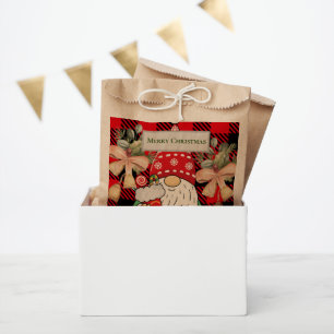 Merry christmas Cute Santa Red traditional tartan  Favour Bag
