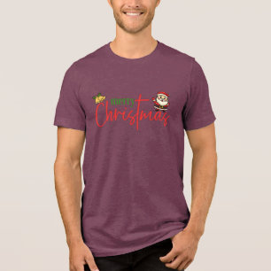  Merry Christmas Cute Santa Script Tee