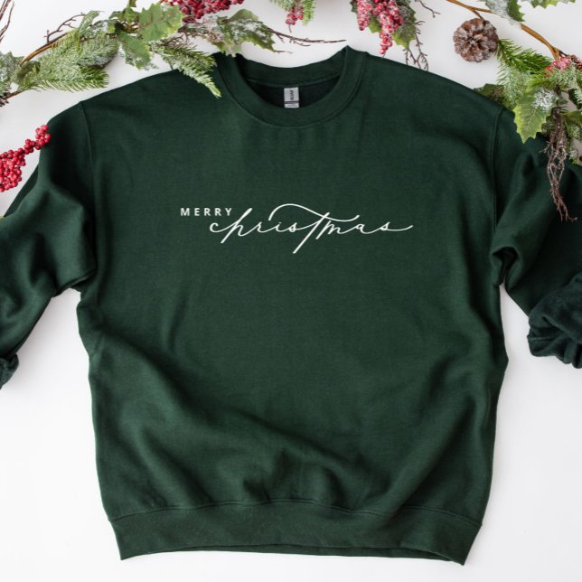 Merry Christmas Cute Script Holiday Sweatshirt (Creator Uploaded)