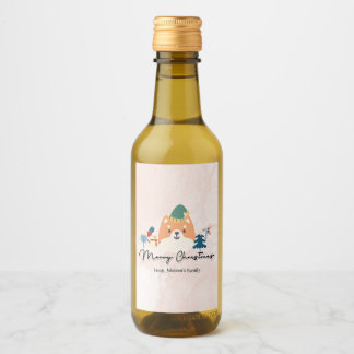 Merry Christmas cute Shiba dog gift tags mini Wine Label