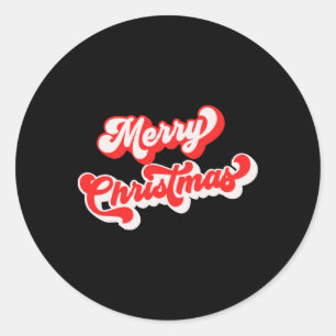 Merry Christmas Cute Simple Retro Calligraphy Red  Classic Round Sticker