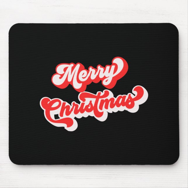Merry Christmas Cute Simple Retro Calligraphy Red  Mouse Pad (Front)
