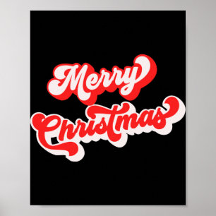 Merry Christmas Cute Simple Retro Calligraphy Red Poster