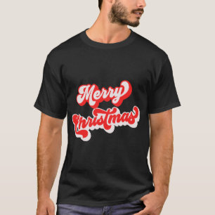 Merry Christmas Cute Simple Retro Calligraphy Red T-Shirt