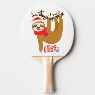 Merry Christmas Cute Sloth Holidays Ping Pong Paddle