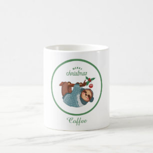 Merry Christmas Cute Sloth in Blue Sweater Coffee  Mug