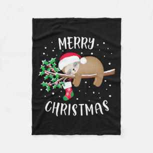 Merry Christmas Cute Sloth Xmas Outfit Matching Fa Fleece Blanket