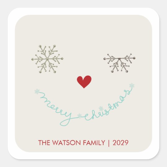 Merry Christmas Cute Smiley Wink Holiday Sticker