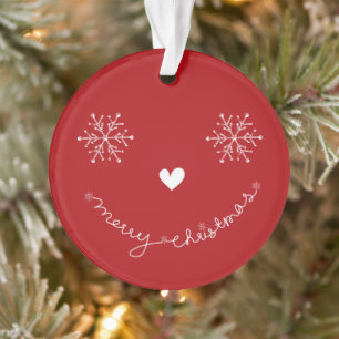 Merry Christmas Cute Smiling Face Holiday Photo Ornament