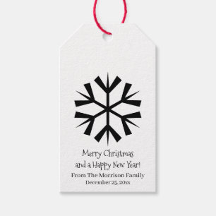 Merry Christmas cute snowflake custom text white Gift Tags