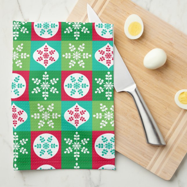 Merry Christmas Cute Snowflakes Kitchen Towel (Quarter Fold)