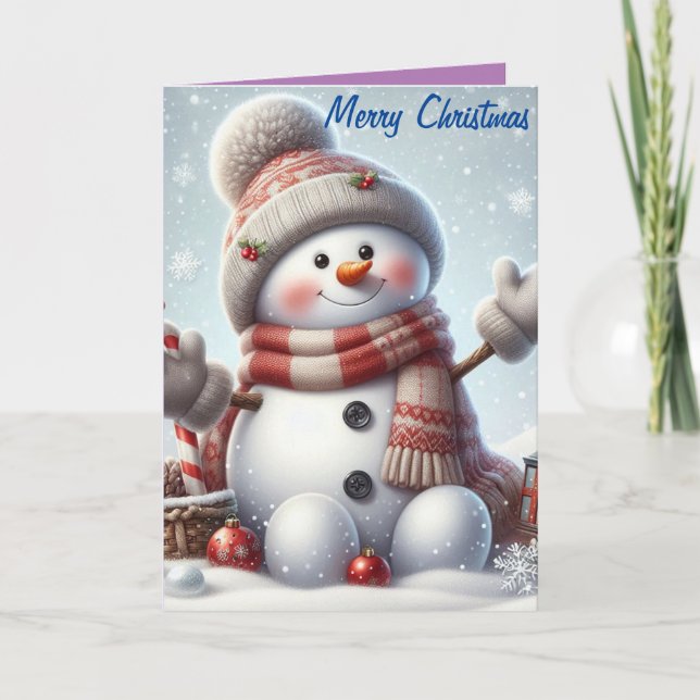Merry Christmas Cute snowman4  Card (Front)