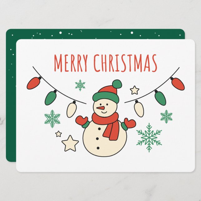 Merry Christmas, Cute Snowman, Christmas Lights (Front/Back)