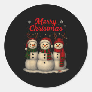 Merry Christmas Cute Snowman Design Classic Round Sticker