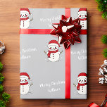 Merry Christmas Cute Snowman Pattern Vintage Wrapping Paper<br><div class="desc">Customize the text, and easily create your personalized Christmas wrapping paper. Click EDIT DESIGN then select BACKGROUND to change the background colour. You can TRANSFER this DESIGN on other Zazzle products and adjust it to fit most Zazzle items. Standard Studio designs are made in high-resolution graphics for a professional print....</div>