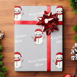Merry Christmas Cute Snowman Pattern Vintage Wrapping Paper