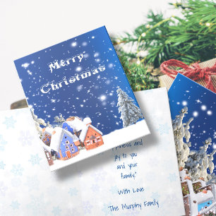 Merry Christmas Cute Village Personalized Greeting Holiday Card