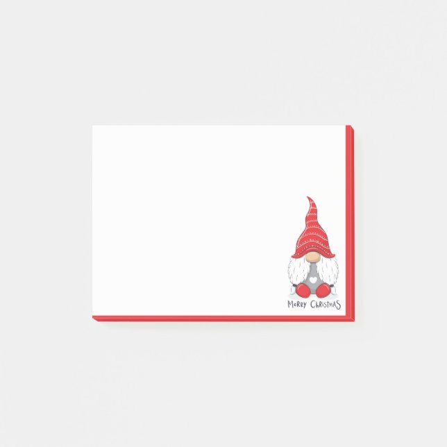 Merry Christmas Cute Watercolor Elf Gnome Post-it Notes (Front)