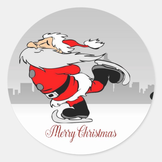 Merry Christmas,Cute Whimsical Santa Claus Classic Round Sticker (Front)