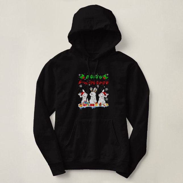 Merry Christmas Cute Xmas Bunny ASL Sign Language  Hoodie (Design Front)
