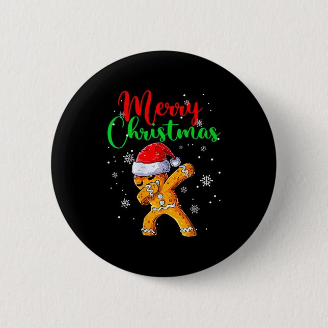 Merry Christmas Dab Gingerbread Xmas Christmas Coo 2 Inch Round Button (Front)