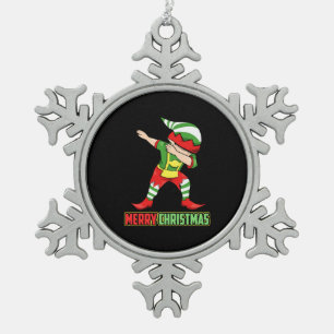 Merry Christmas Dabbing Eleven Goblin Christmas Snowflake Pewter Christmas Ornament