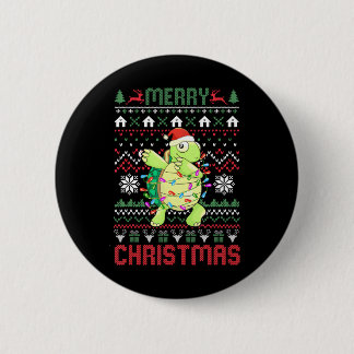 Merry Christmas Dabbing Turtle Boys Funny Xmas 2 Inch Round Button
