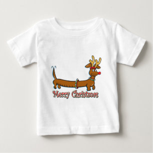 Merry Christmas Dachshund Baby T-Shirt