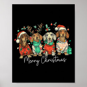 Merry Christmas Dachshund Dog Christmas Holiday Pe Poster
