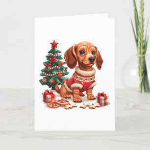 Merry Christmas Dachshund Dog Holiday Cookies Card