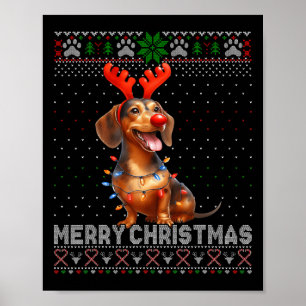 Merry Christmas Dachshund Dog Lover Ugly Christmas Poster