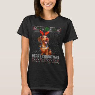 Merry Christmas Dachshund Dog Lover Ugly Christmas T-Shirt
