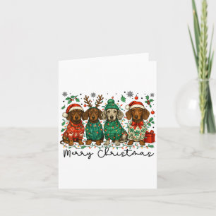 Merry Christmas Dachshund Dog Retro Xmas Puppy Men Card