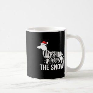 Merry Christmas Dachshund Dog Through The Snow Cut Coffee Mug