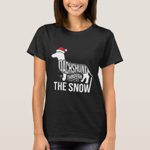 Merry Christmas Dachshund Dog Through The Snow Cut T-Shirt