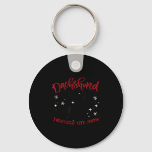 Merry Christmas Dachshund Dog Through The Snow  Keychain