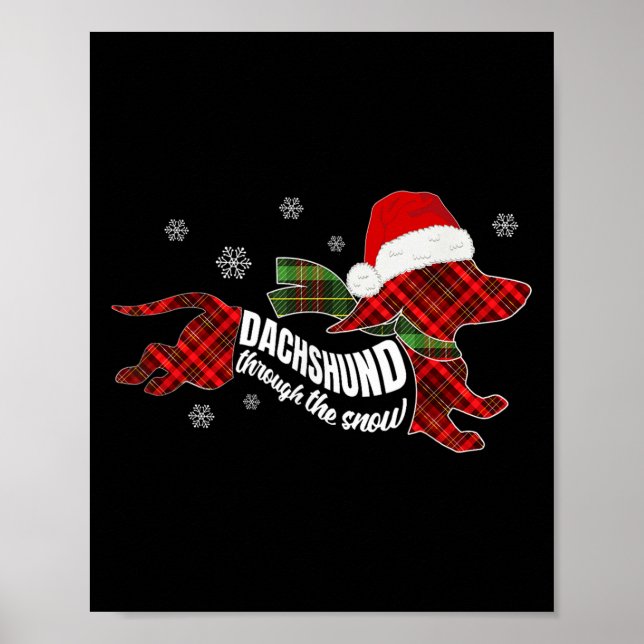 Merry Christmas Dachshund Dog Through The Snow Pla Poster (Front)