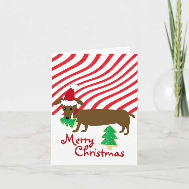 Merry Christmas Dachshund Holiday Card (Front)