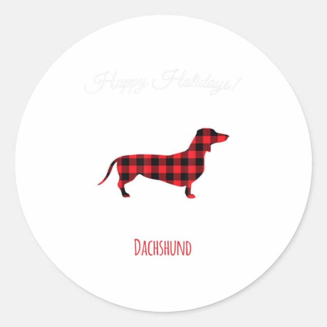 Merry Christmas Dachshund Motif - Cute Classic Round Sticker (Front)