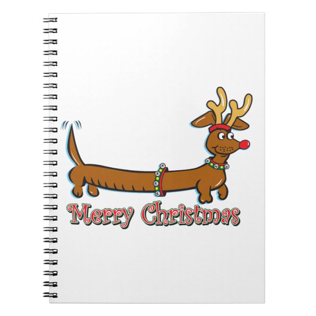 Merry Christmas Dachshund Notebook (Front)