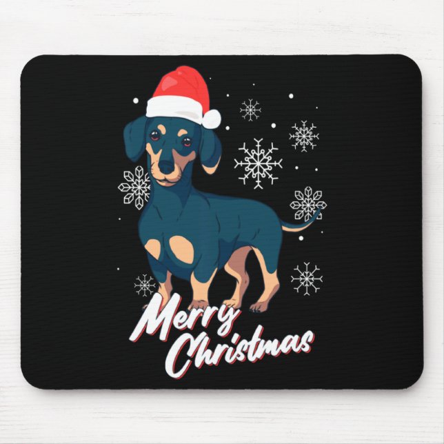 Merry Christmas Dachshund Santa Claus Xmas New Yea Mouse Pad (Front)