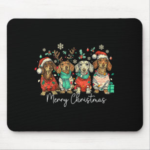 Merry Christmas Dachshund Santa Dog Xmas Lights Ho Mouse Pad