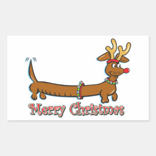 Merry Christmas Dachshund Sticker